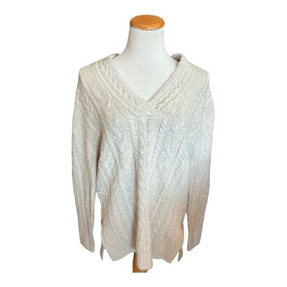 NWT Womens Buckle Cloth by Rd Cable Knit Bubble Gray V Neck Sweater - Sz S - Picture 3 of 3